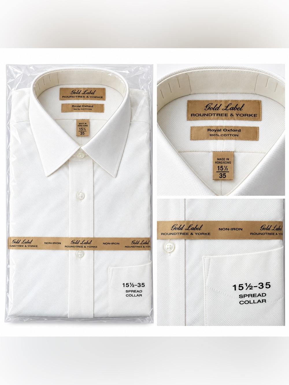 Roundtree & Yorke Gold Label Royal Oxford Dress Shirt 15.5 35 NWT